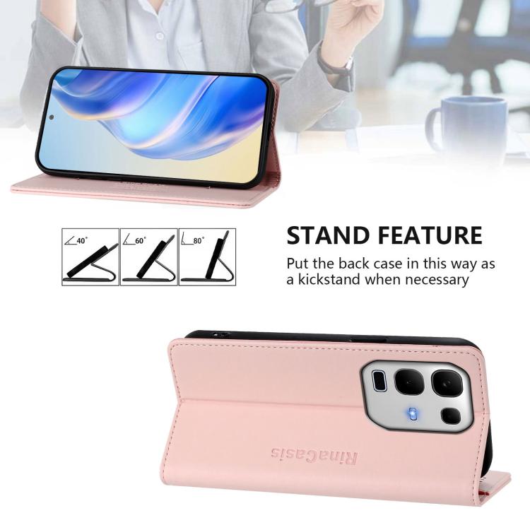 For Infinix Note 50s RC01 Dual-Folded Magnetic Suction RFID Leather Phone Case