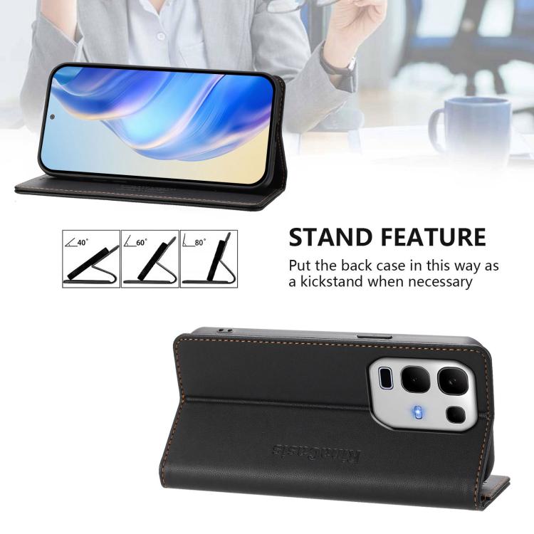 For Infinix Note 50s RC01 Dual-Folded Magnetic Suction RFID Leather Phone Case