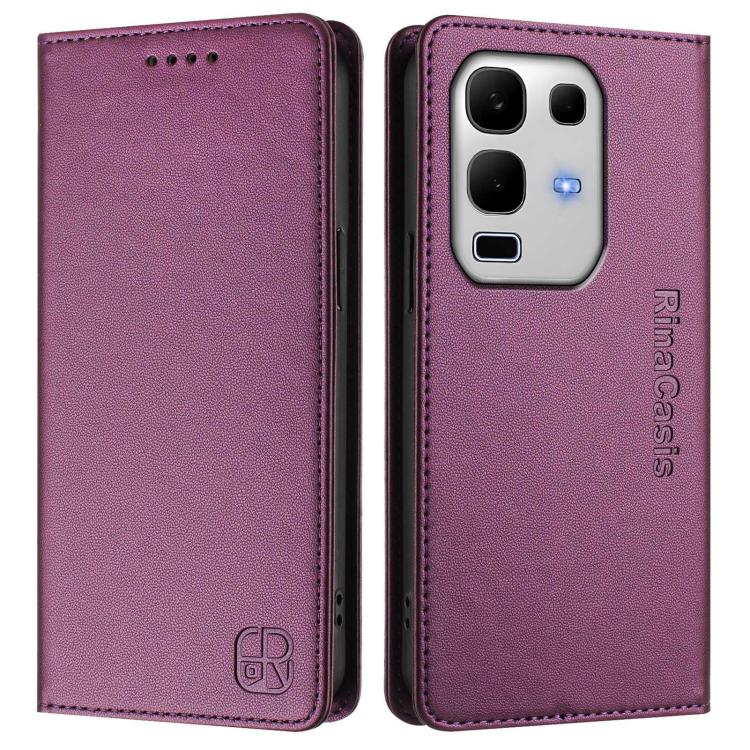 For Infinix Note 50s RC01 Dual-Folded Magnetic Suction RFID Leather Phone Case