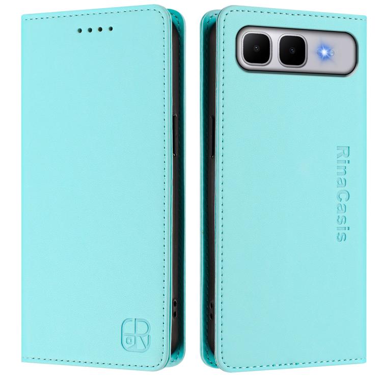 For Infinix Smart 10 Plus 4G RC01 Dual-Folded Magnetic Suction RFID Leather Phone Case