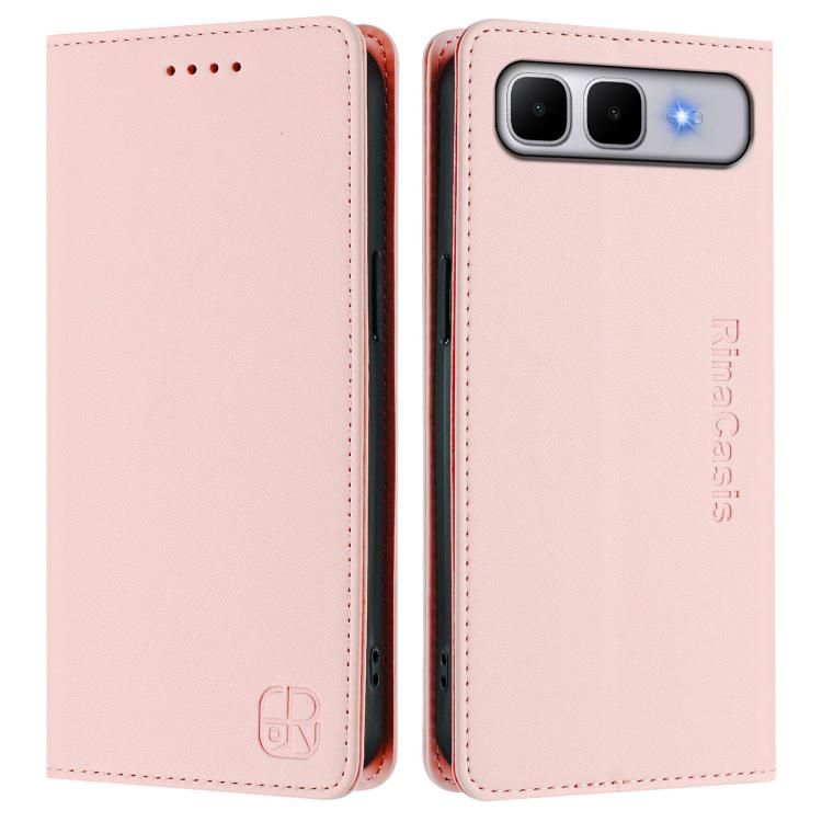 For Infinix Smart 10 Plus 4G RC01 Dual-Folded Magnetic Suction RFID Leather Phone Case