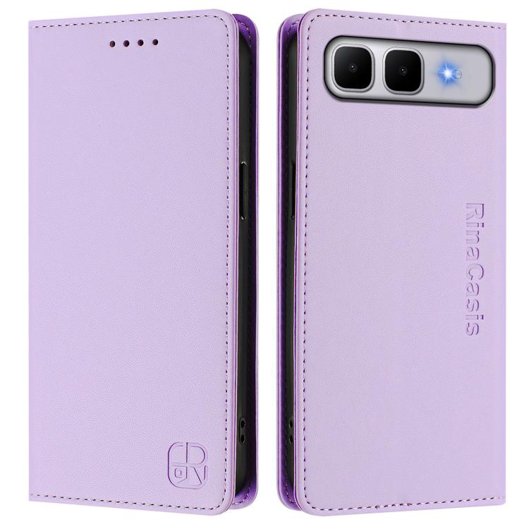For Infinix Smart 10 Plus 4G RC01 Dual-Folded Magnetic Suction RFID Leather Phone Case