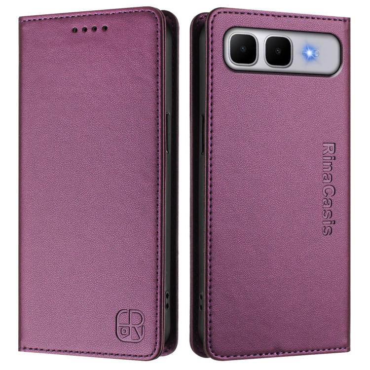 For Infinix Smart 10 Plus 4G RC01 Dual-Folded Magnetic Suction RFID Leather Phone Case
