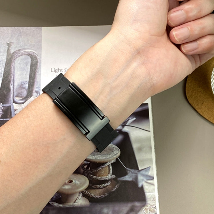 For Apple Watch 46mm / 49mm / 45mm / 44mm T-shaped Magnetic Buckle Stainless Steel Rubber Watch Band