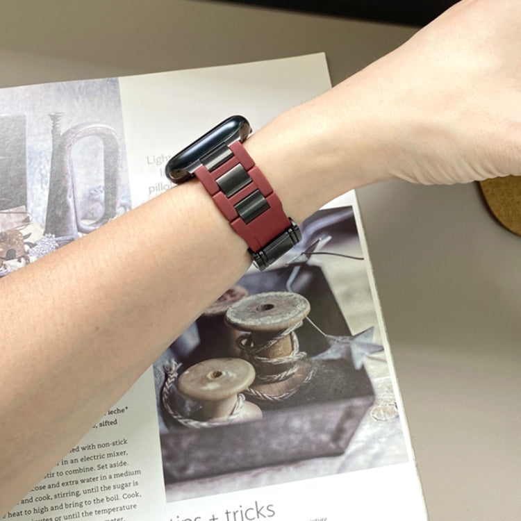 For Apple Watch 46mm / 49mm / 45mm / 44mm T-shaped Magnetic Buckle Stainless Steel Rubber Watch Band