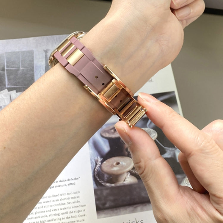 For Apple Watch 46mm / 49mm / 45mm / 44mm T-shaped Magnetic Buckle Stainless Steel Rubber Watch Band