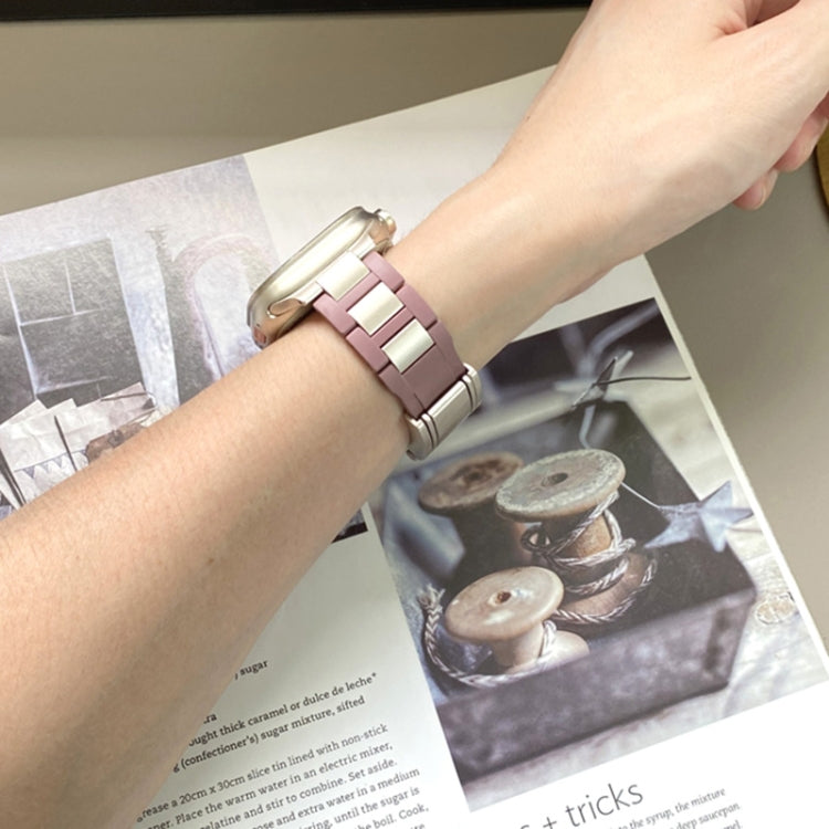 For Apple Watch 46mm / 49mm / 45mm / 44mm T-shaped Magnetic Buckle Stainless Steel Rubber Watch Band