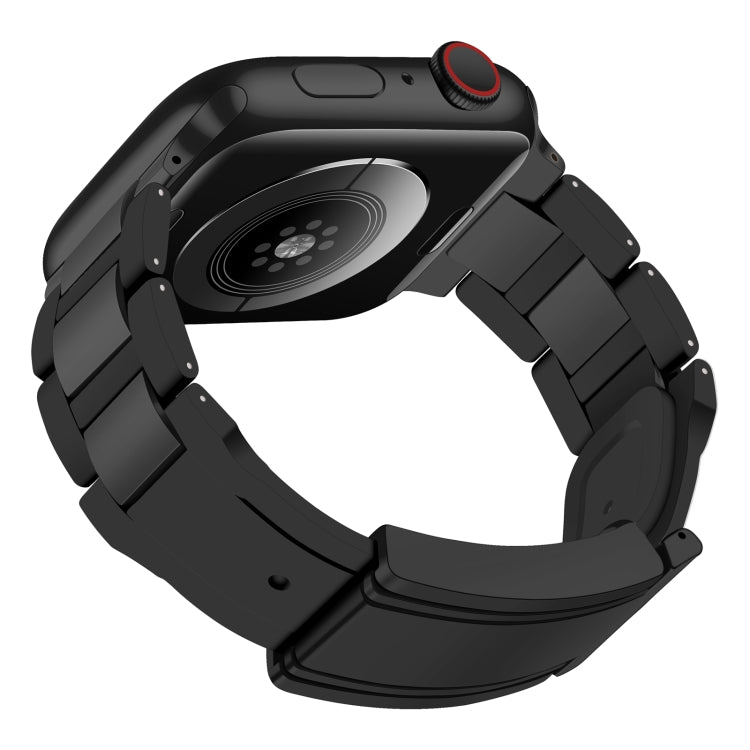 For Apple Watch 42mm / 41mm / 40mm / 38mm T-shaped Magnetic Buckle Stainless Steel Rubber Watch Band