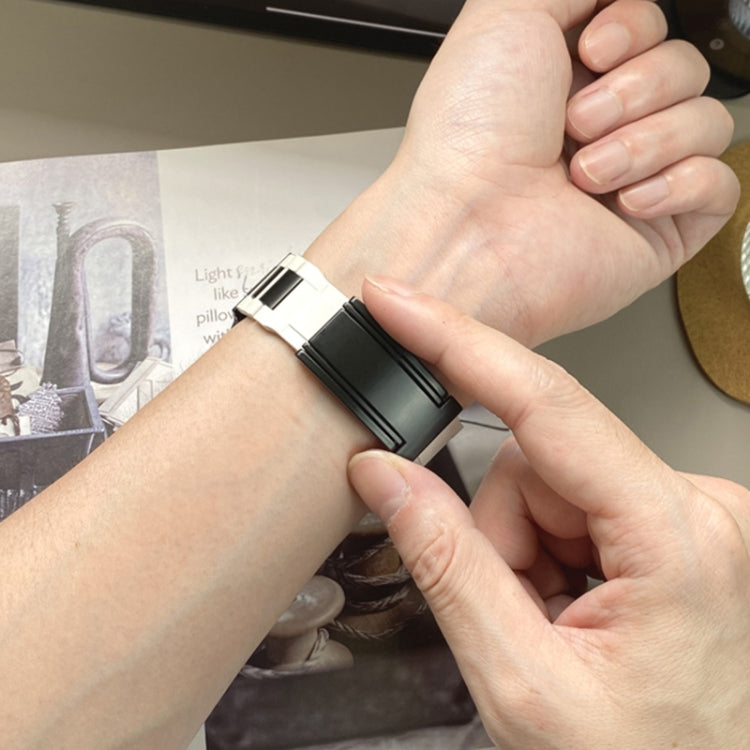 For Apple Watch 42mm / 41mm / 40mm / 38mm T-shaped Magnetic Buckle Stainless Steel Rubber Watch Band