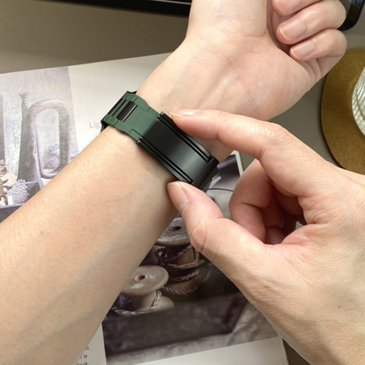 For Apple Watch 42mm / 41mm / 40mm / 38mm T-shaped Magnetic Buckle Stainless Steel Rubber Watch Band
