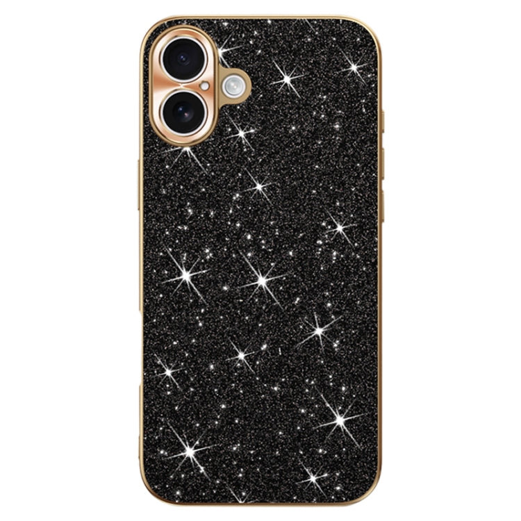 For iPhone 16 Electroplating Star Diamond CD Texture Lens Ring Phone Case