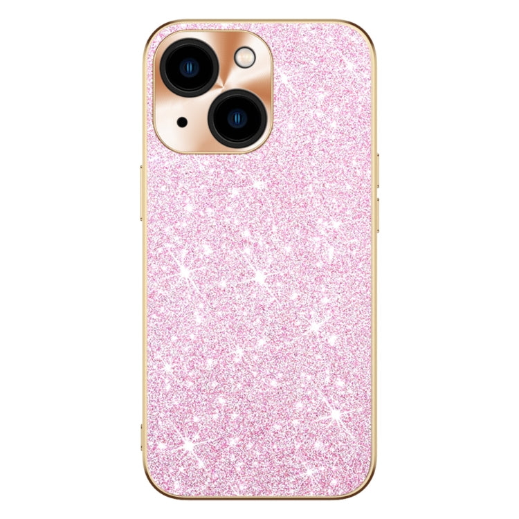For iPhone 15 Electroplating Star Diamond CD Texture Lens Ring Phone Case