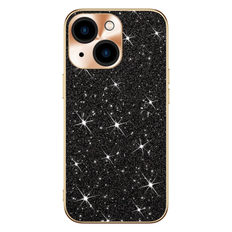 For iPhone 14 Electroplating Star Diamond CD Texture Lens Ring Phone Case