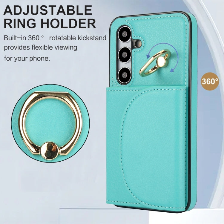 For Samsung Galaxy S25+ 5G Ring Holder Card Bag Skin Feel Phone Case
