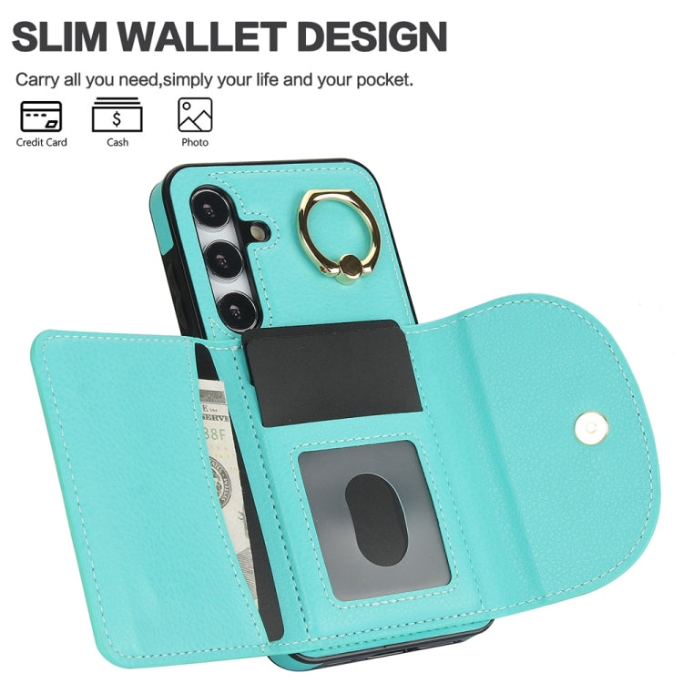 For Samsung Galaxy S25+ 5G Ring Holder Card Bag Skin Feel Phone Case