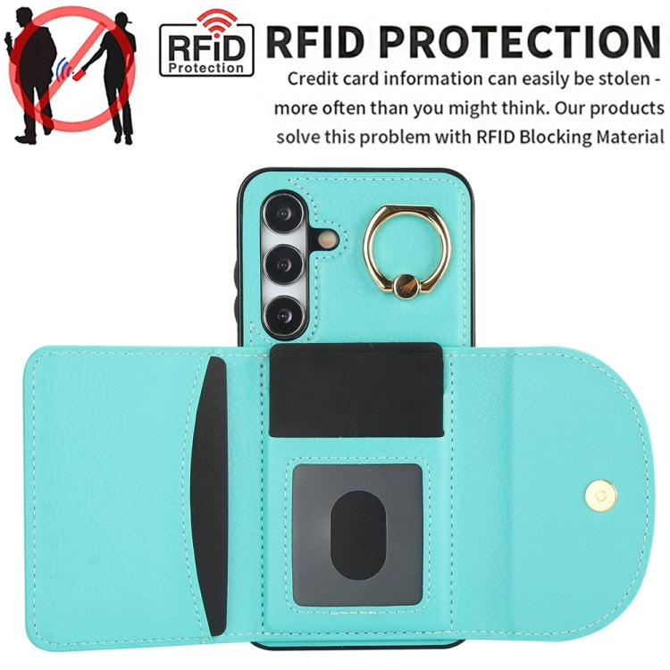 For Samsung Galaxy S25+ 5G Ring Holder Card Bag Skin Feel Phone Case