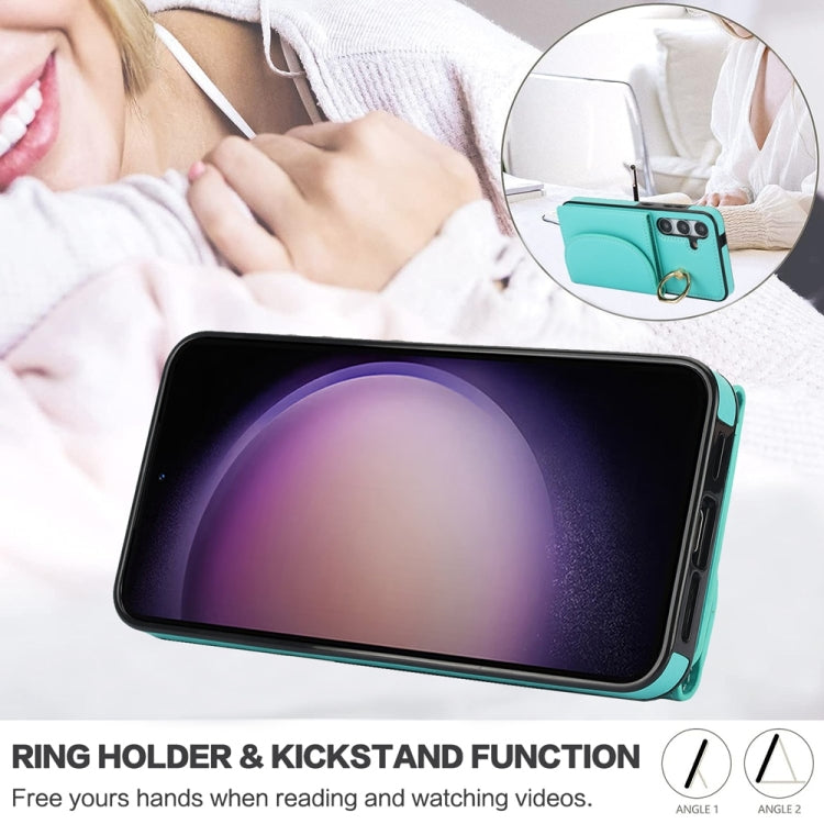 For Samsung Galaxy S25+ 5G Ring Holder Card Bag Skin Feel Phone Case