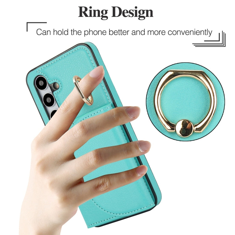 For Samsung Galaxy S25+ 5G Ring Holder Card Bag Skin Feel Phone Case