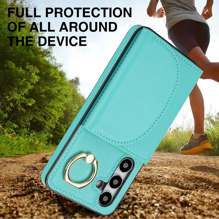 For Samsung Galaxy S25+ 5G Ring Holder Card Bag Skin Feel Phone Case