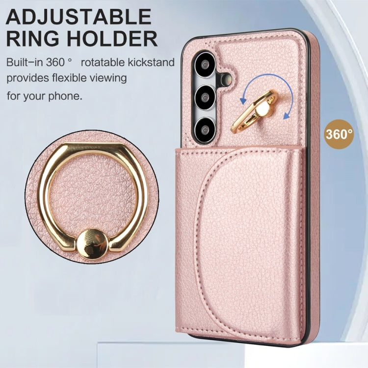 For Samsung Galaxy S25+ 5G Ring Holder Card Bag Skin Feel Phone Case