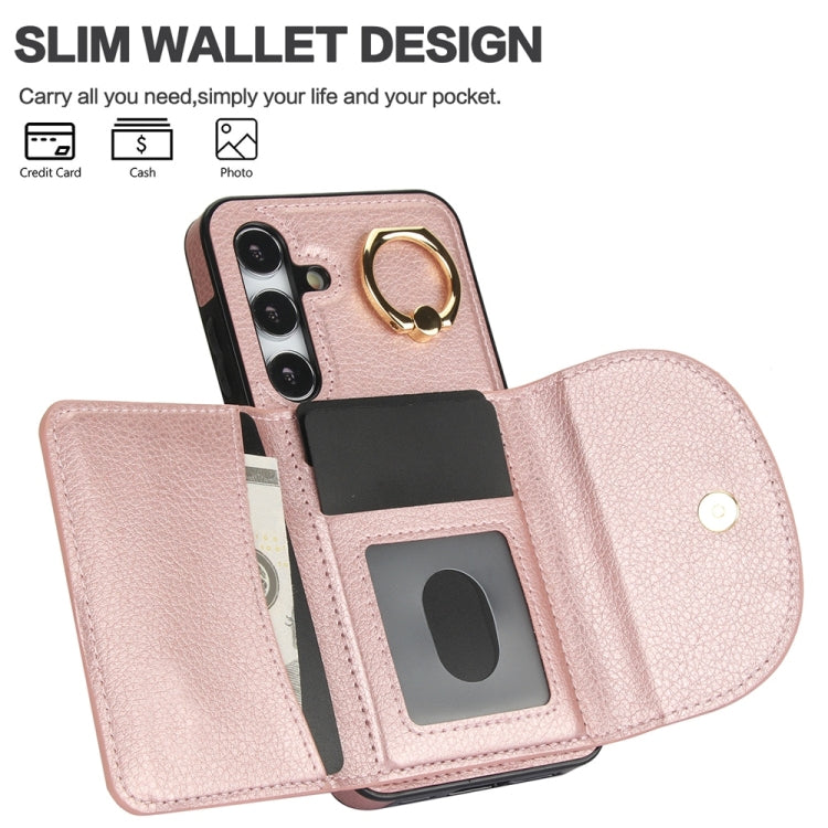 For Samsung Galaxy S25+ 5G Ring Holder Card Bag Skin Feel Phone Case