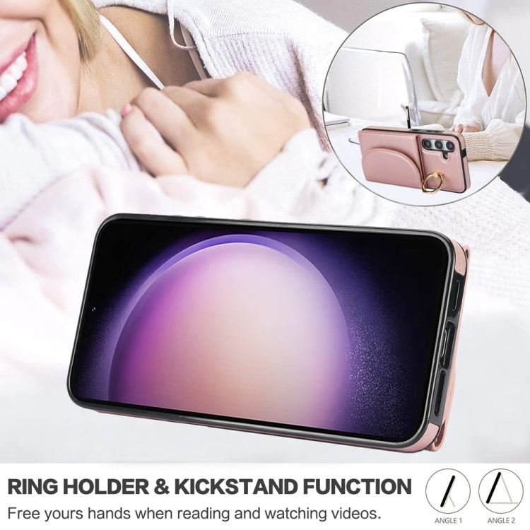 For Samsung Galaxy S25+ 5G Ring Holder Card Bag Skin Feel Phone Case