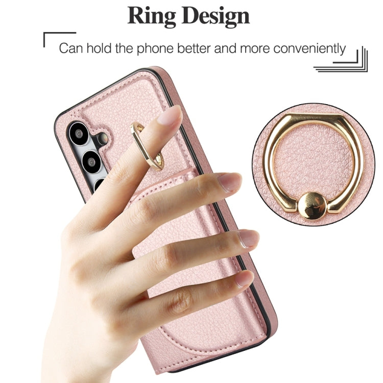 For Samsung Galaxy S25+ 5G Ring Holder Card Bag Skin Feel Phone Case