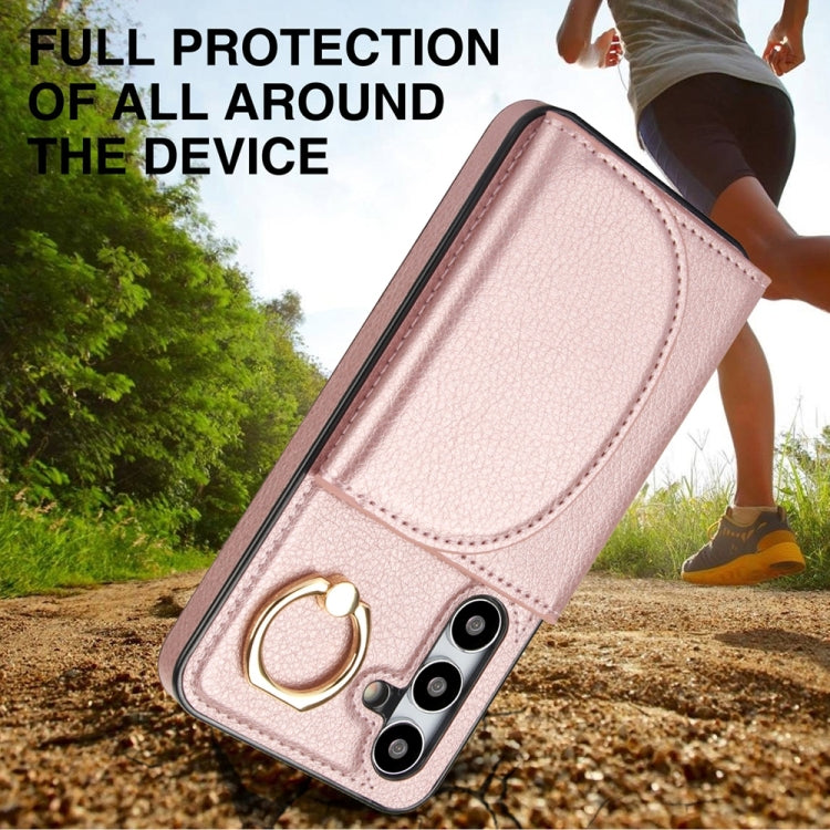 For Samsung Galaxy S25+ 5G Ring Holder Card Bag Skin Feel Phone Case