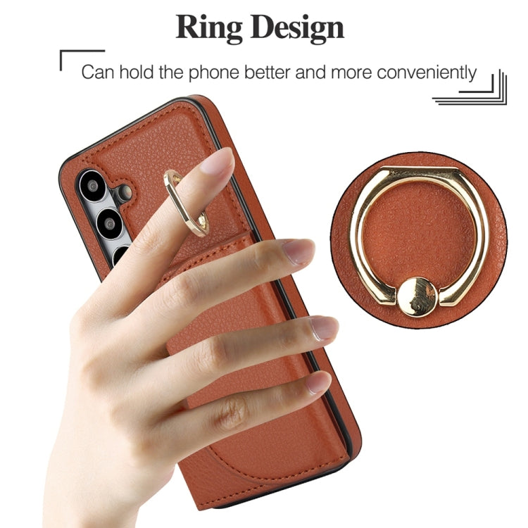 For Samsung Galaxy S25+ 5G Ring Holder Card Bag Skin Feel Phone Case