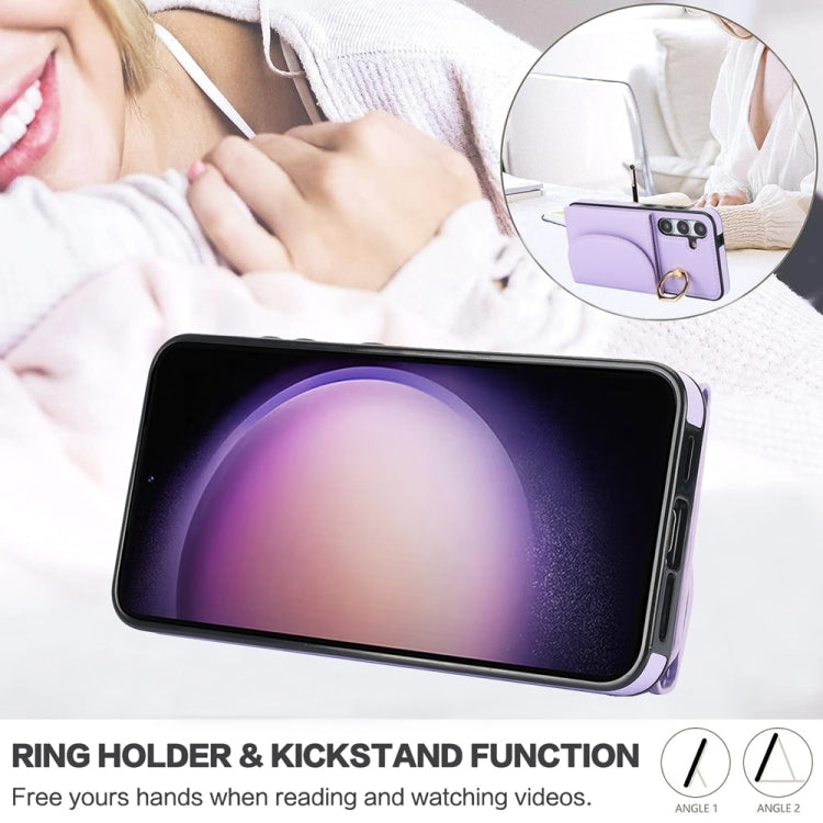 For Samsung Galaxy S25+ 5G Ring Holder Card Bag Skin Feel Phone Case