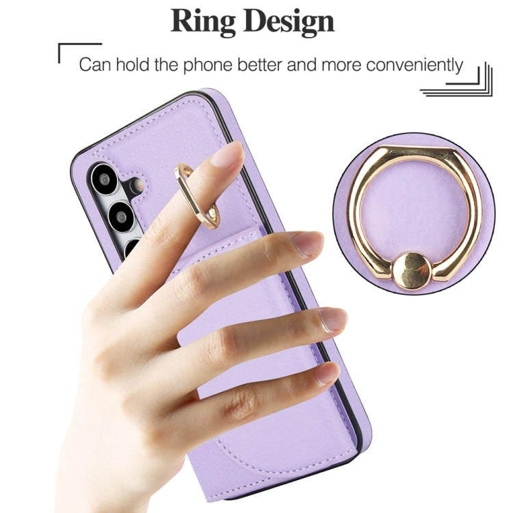 For Samsung Galaxy S25+ 5G Ring Holder Card Bag Skin Feel Phone Case