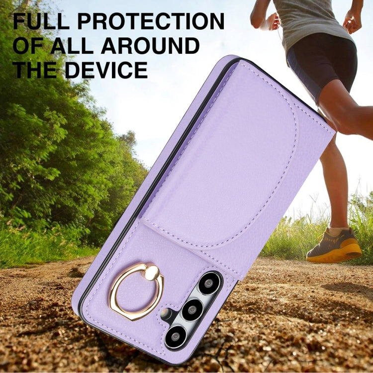 For Samsung Galaxy S25+ 5G Ring Holder Card Bag Skin Feel Phone Case