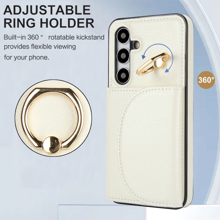 For Samsung Galaxy S25+ 5G Ring Holder Card Bag Skin Feel Phone Case