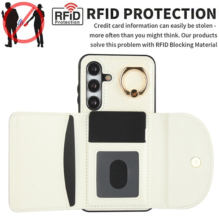 For Samsung Galaxy S25+ 5G Ring Holder Card Bag Skin Feel Phone Case