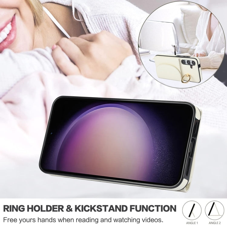 For Samsung Galaxy S25+ 5G Ring Holder Card Bag Skin Feel Phone Case