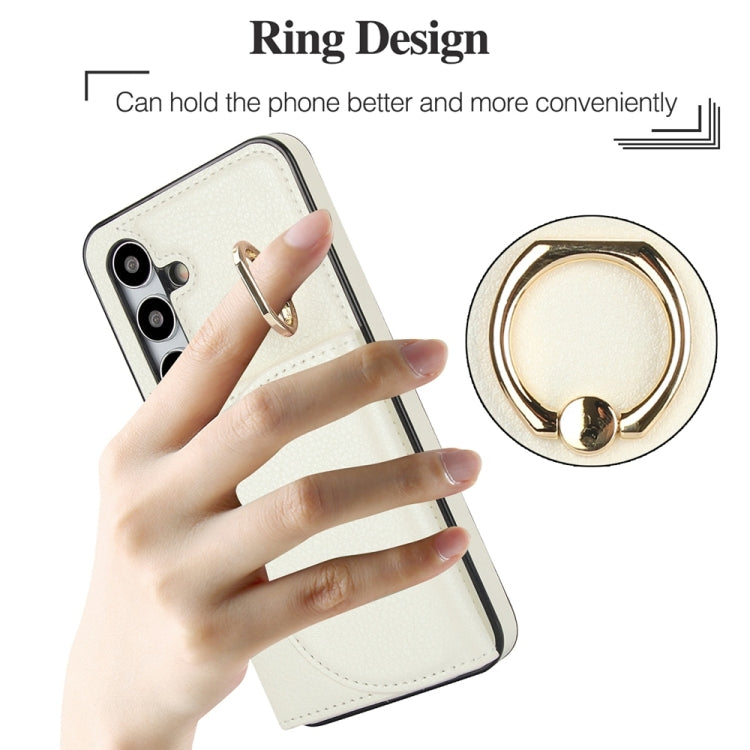 For Samsung Galaxy S25+ 5G Ring Holder Card Bag Skin Feel Phone Case