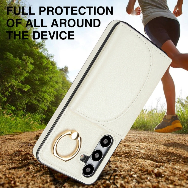 For Samsung Galaxy S25+ 5G Ring Holder Card Bag Skin Feel Phone Case