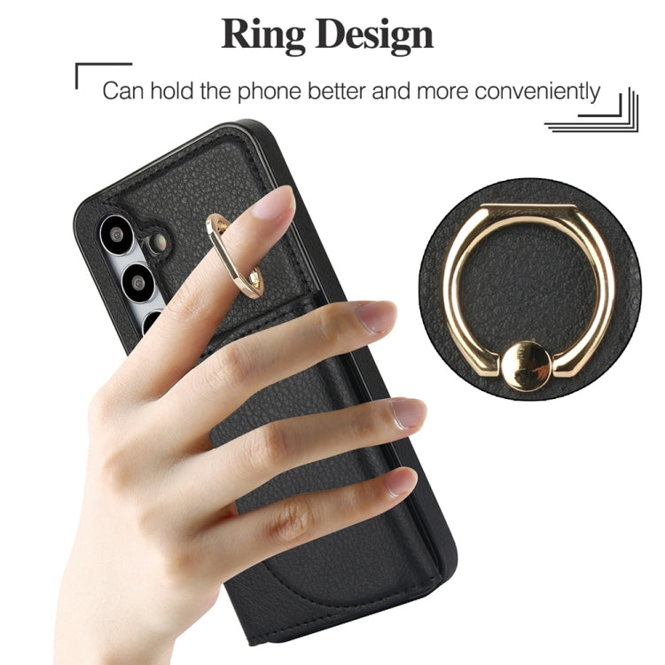 For Samsung Galaxy S25+ 5G Ring Holder Card Bag Skin Feel Phone Case