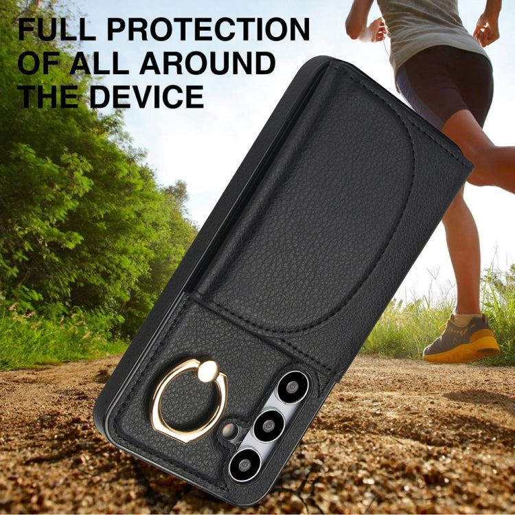 For Samsung Galaxy S25+ 5G Ring Holder Card Bag Skin Feel Phone Case