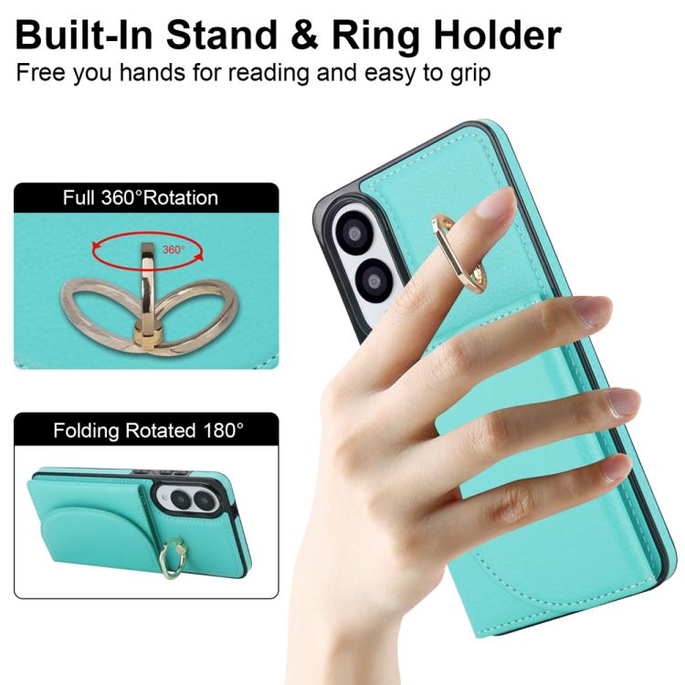 For Samsung Galaxy S25 Edge 5G Ring Holder Card Bag Skin Feel Phone Case