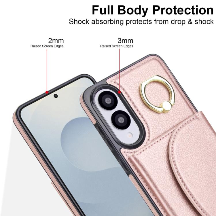 For Samsung Galaxy S25 Edge 5G Ring Holder Card Bag Skin Feel Phone Case