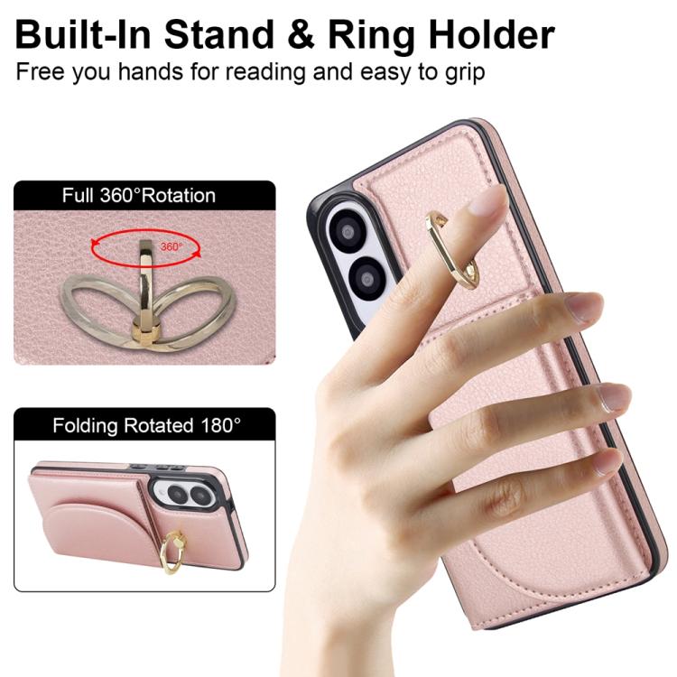 For Samsung Galaxy S25 Edge 5G Ring Holder Card Bag Skin Feel Phone Case
