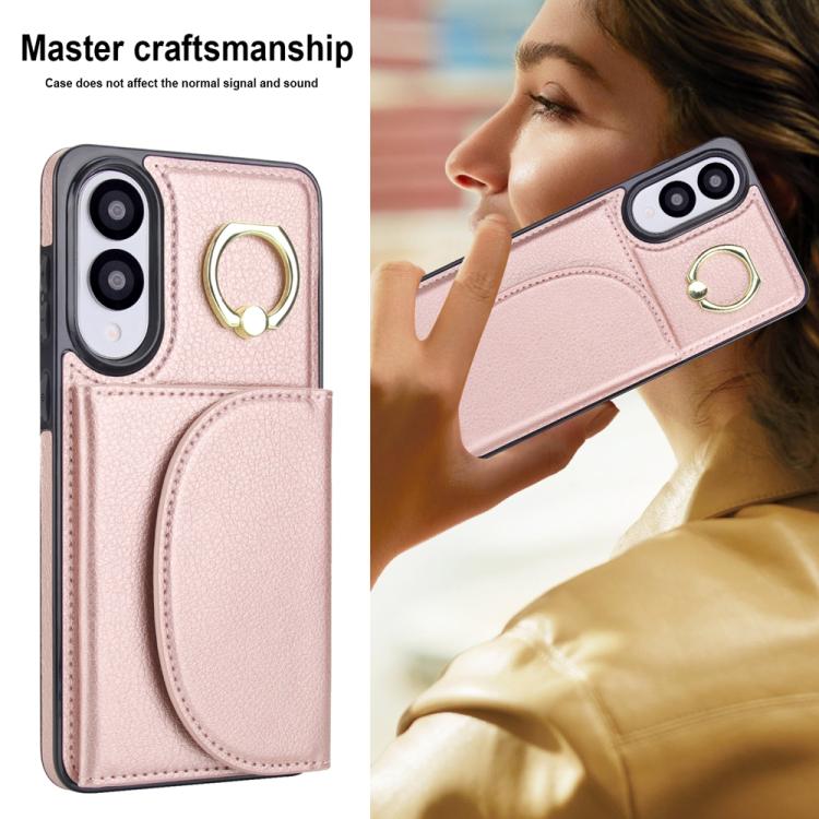 For Samsung Galaxy S25 Edge 5G Ring Holder Card Bag Skin Feel Phone Case