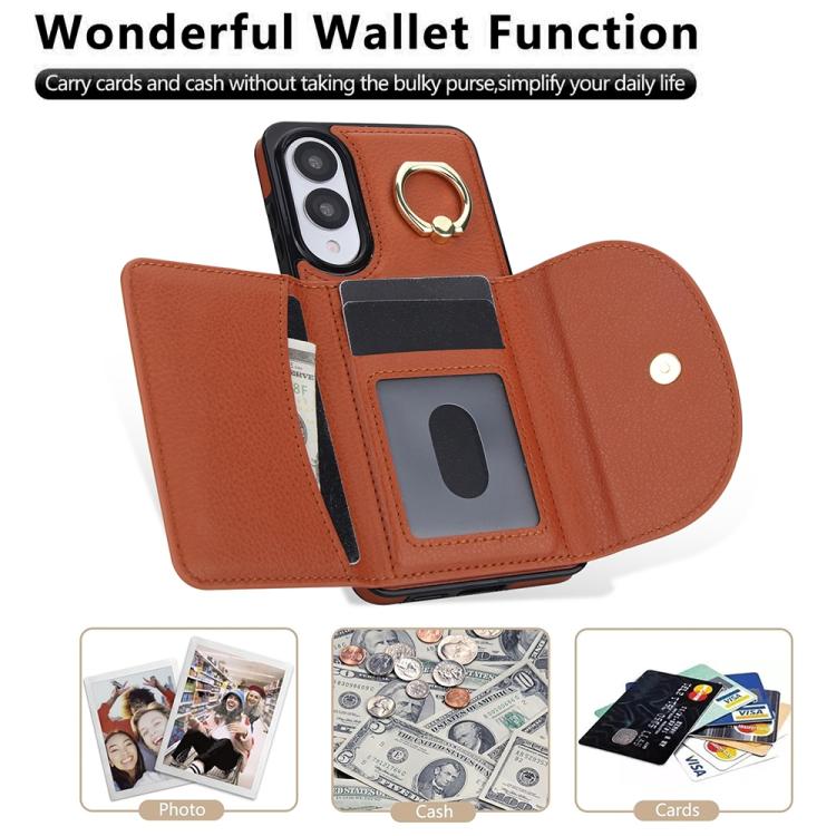 For Samsung Galaxy S25 Edge 5G Ring Holder Card Bag Skin Feel Phone Case
