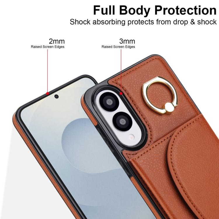 For Samsung Galaxy S25 Edge 5G Ring Holder Card Bag Skin Feel Phone Case