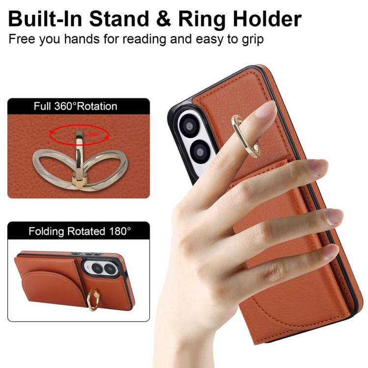 For Samsung Galaxy S25 Edge 5G Ring Holder Card Bag Skin Feel Phone Case