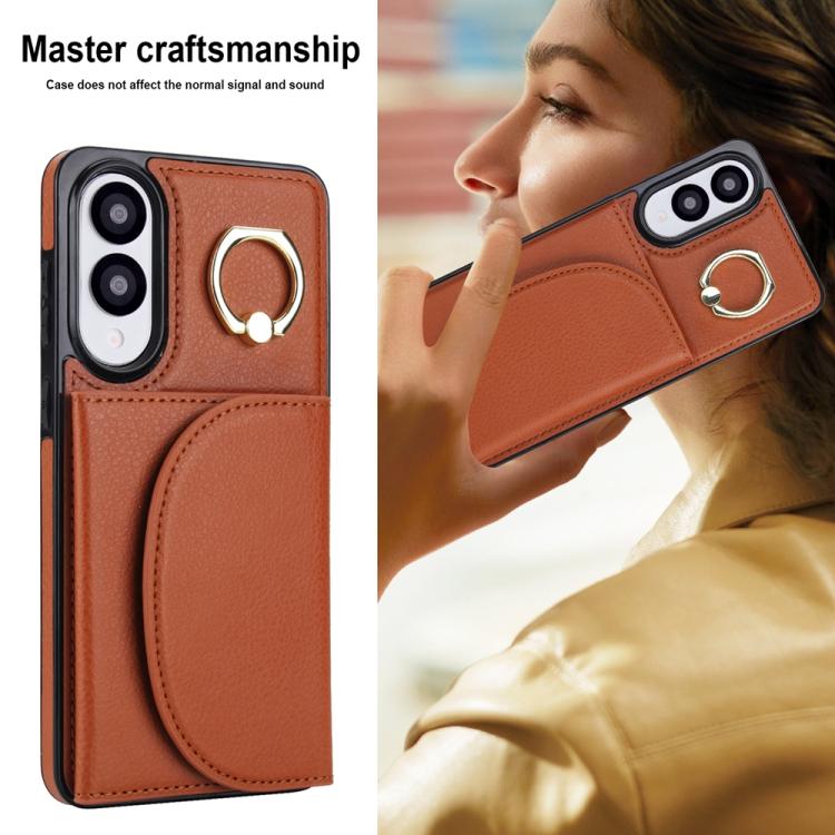 For Samsung Galaxy S25 Edge 5G Ring Holder Card Bag Skin Feel Phone Case