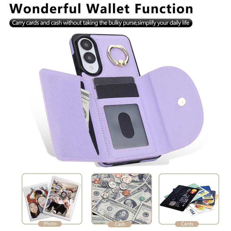 For Samsung Galaxy S25 Edge 5G Ring Holder Card Bag Skin Feel Phone Case
