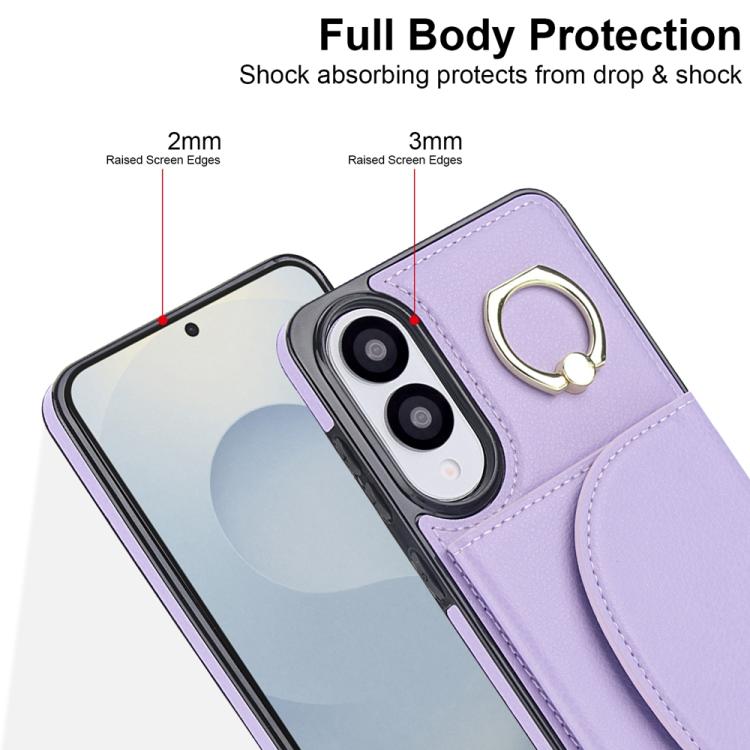 For Samsung Galaxy S25 Edge 5G Ring Holder Card Bag Skin Feel Phone Case