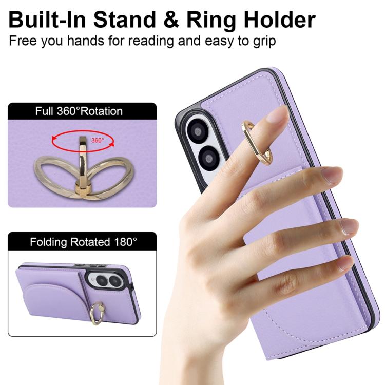 For Samsung Galaxy S25 Edge 5G Ring Holder Card Bag Skin Feel Phone Case